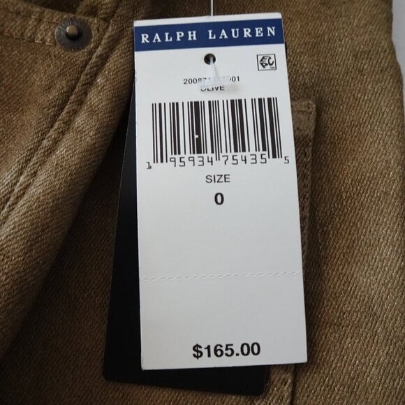 Ralph Lauren Skinny Ankle Jeans Women's Size 0 Gold Metallic High Rise Coated - Picture 10 of 12